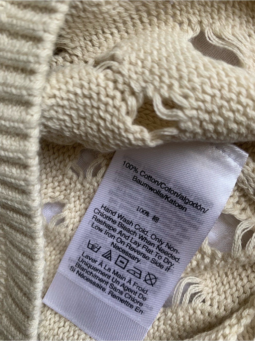 DKNY Cream Cotton Open knit eyelet lightweight coastal Festival Sweater Tank L - Picture 9 of 9